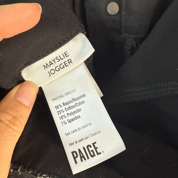 Paige Jogger Jeans Mayslie Black Fog Luxe Coating Size 27 - Picture 6 of 11